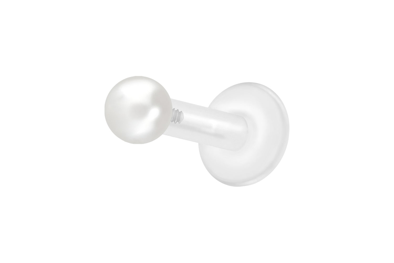 PTFE Labret Piercing mit Innengewinde + Titan-Aufsatz SYNTHETISCHE PERLE